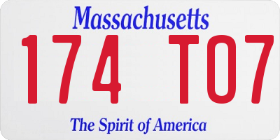 MA license plate 174TO7