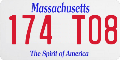 MA license plate 174TO8
