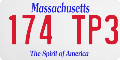 MA license plate 174TP3