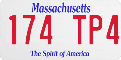 MA license plate 174TP4