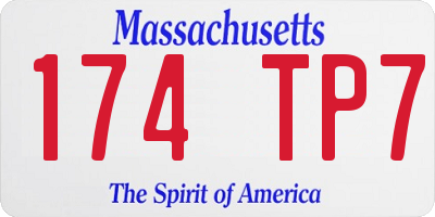 MA license plate 174TP7