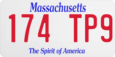 MA license plate 174TP9
