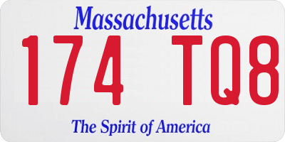 MA license plate 174TQ8