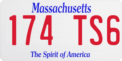 MA license plate 174TS6