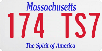 MA license plate 174TS7