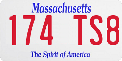MA license plate 174TS8