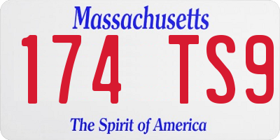 MA license plate 174TS9