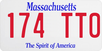 MA license plate 174TT0