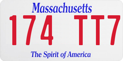 MA license plate 174TT7
