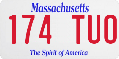 MA license plate 174TU0