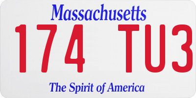 MA license plate 174TU3
