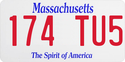 MA license plate 174TU5