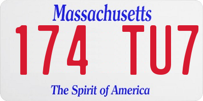 MA license plate 174TU7