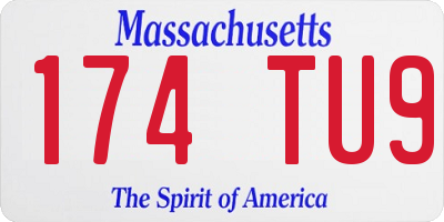 MA license plate 174TU9
