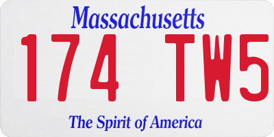 MA license plate 174TW5