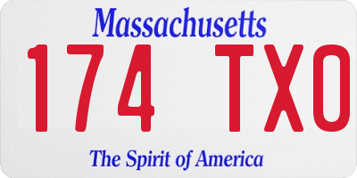MA license plate 174TX0