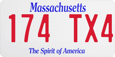 MA license plate 174TX4