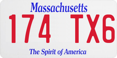 MA license plate 174TX6
