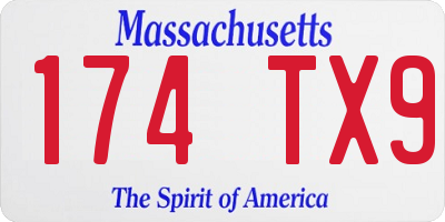 MA license plate 174TX9