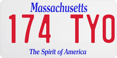 MA license plate 174TY0