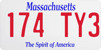 MA license plate 174TY3