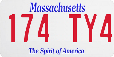 MA license plate 174TY4