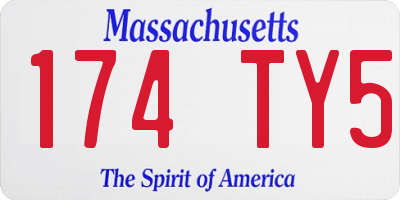 MA license plate 174TY5
