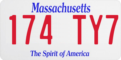 MA license plate 174TY7