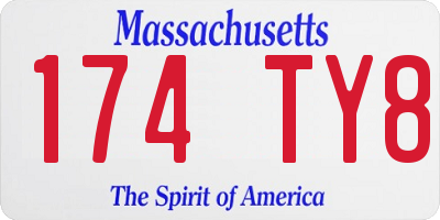 MA license plate 174TY8