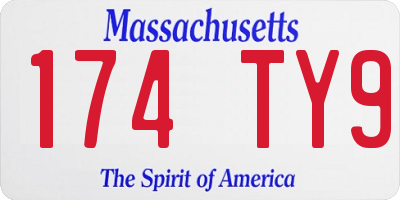 MA license plate 174TY9