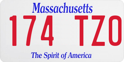 MA license plate 174TZ0
