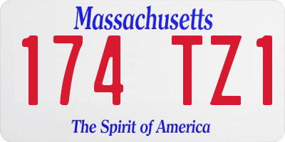 MA license plate 174TZ1