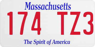 MA license plate 174TZ3