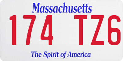 MA license plate 174TZ6