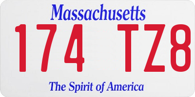 MA license plate 174TZ8