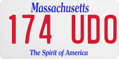 MA license plate 174UD0