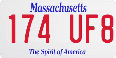 MA license plate 174UF8