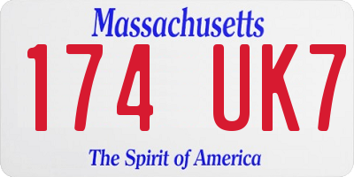 MA license plate 174UK7
