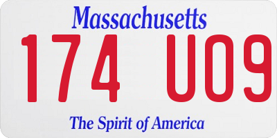 MA license plate 174UO9