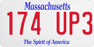 MA license plate 174UP3