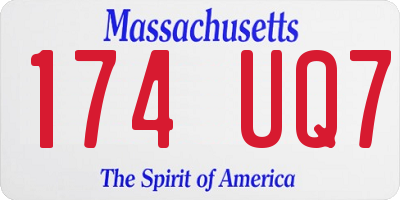 MA license plate 174UQ7
