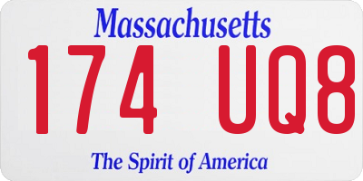 MA license plate 174UQ8