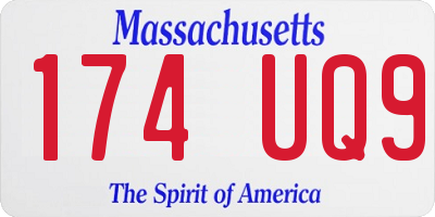 MA license plate 174UQ9