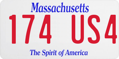 MA license plate 174US4