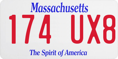 MA license plate 174UX8