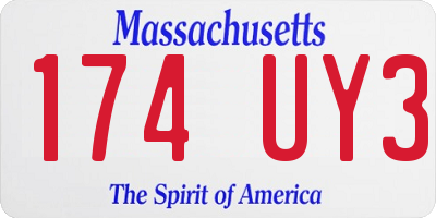 MA license plate 174UY3