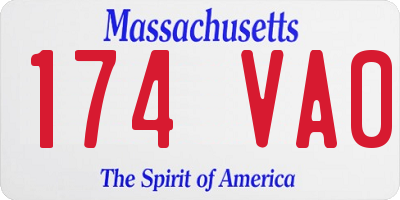 MA license plate 174VA0