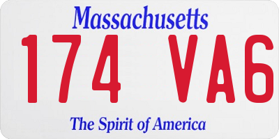 MA license plate 174VA6