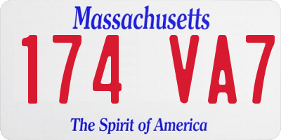 MA license plate 174VA7