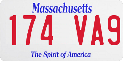MA license plate 174VA9